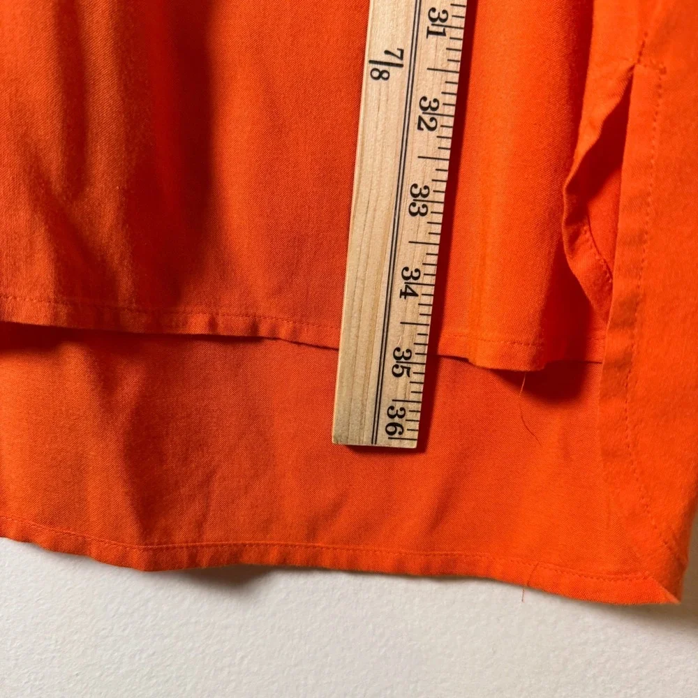 Michael Kors Shirt Dress Women Size M Orange Roll Tab Sleeve Bright Versatile